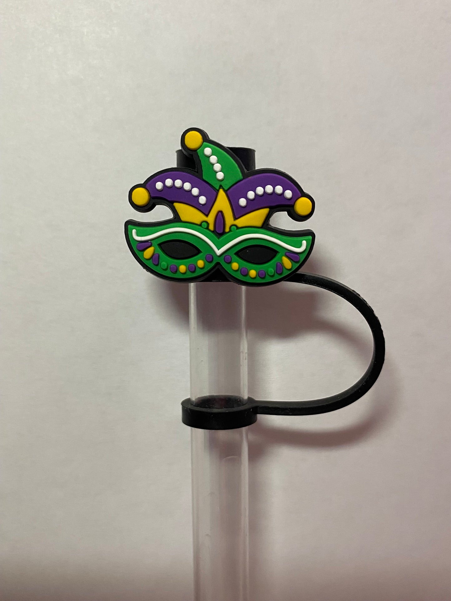 Mardi Gras Mask Straw Topper for 10 mm Straws