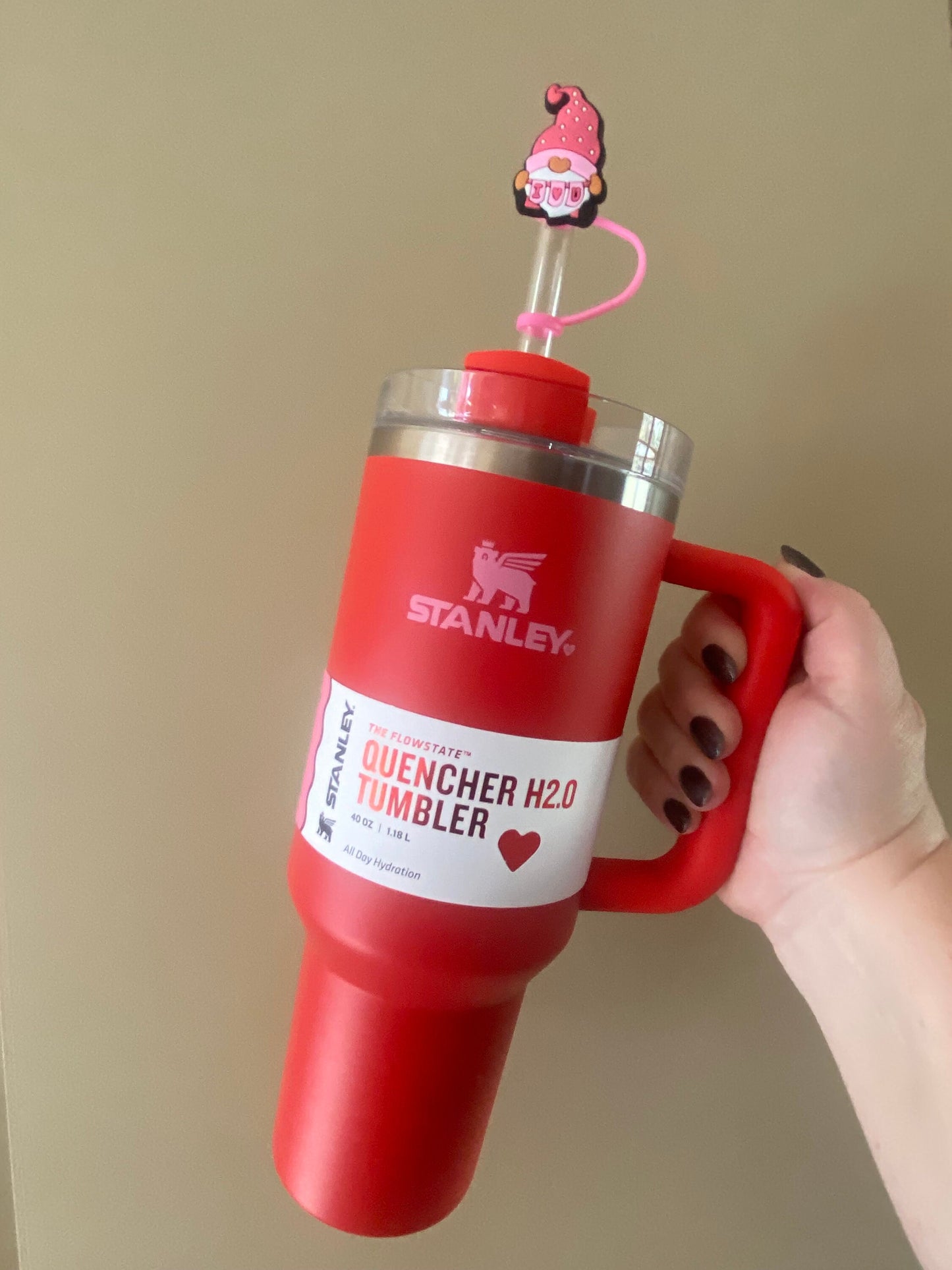 I Heart You Valentine’s Gnome Straw Topper for 10 mm Straws