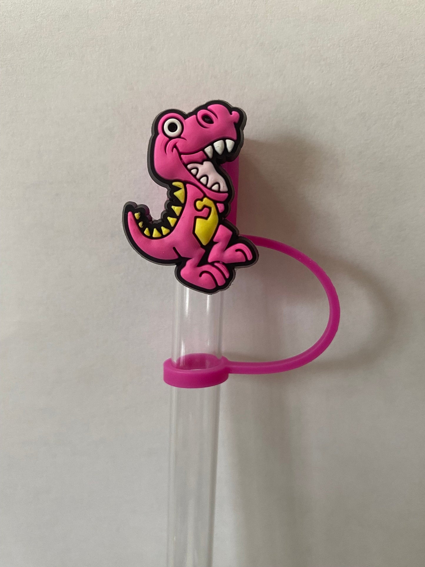 Pink Dino Straw Topper for 10 mm Straws