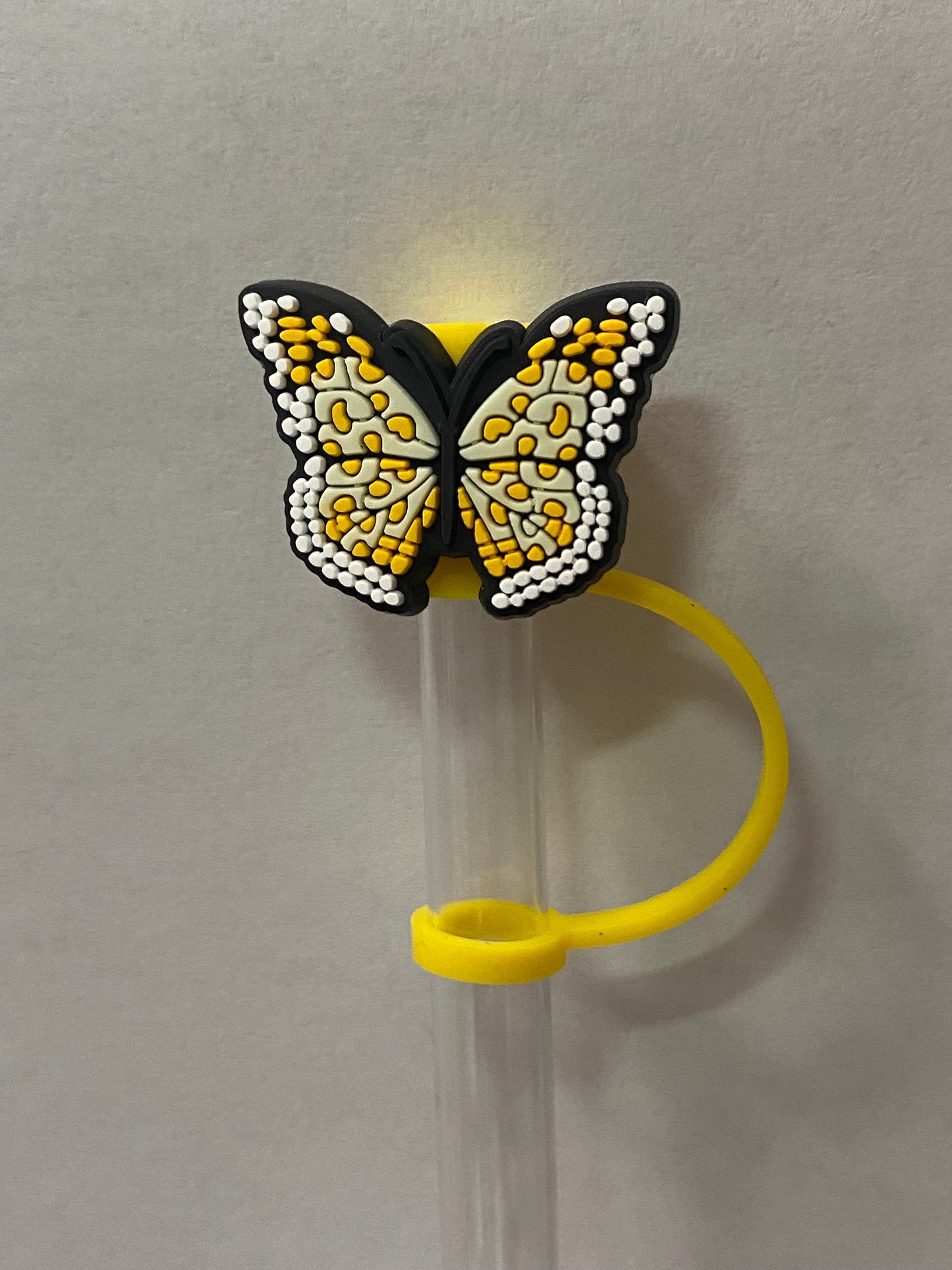 Yellow Leopard Butterfly Straw Topper for 10 mm Straws