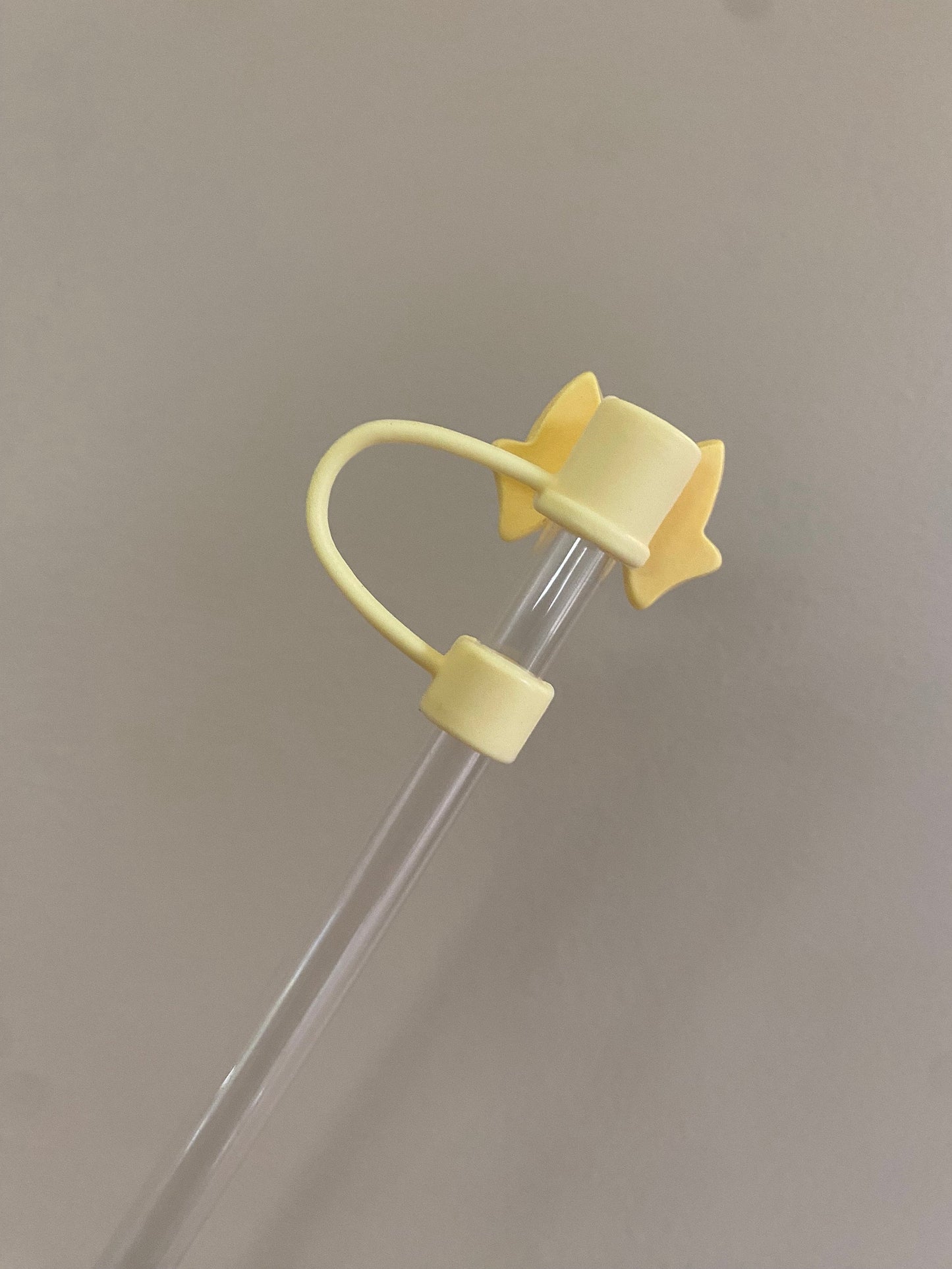 Pastel Yellow Acrylic Bow Straw Topper for 10 mm Straws