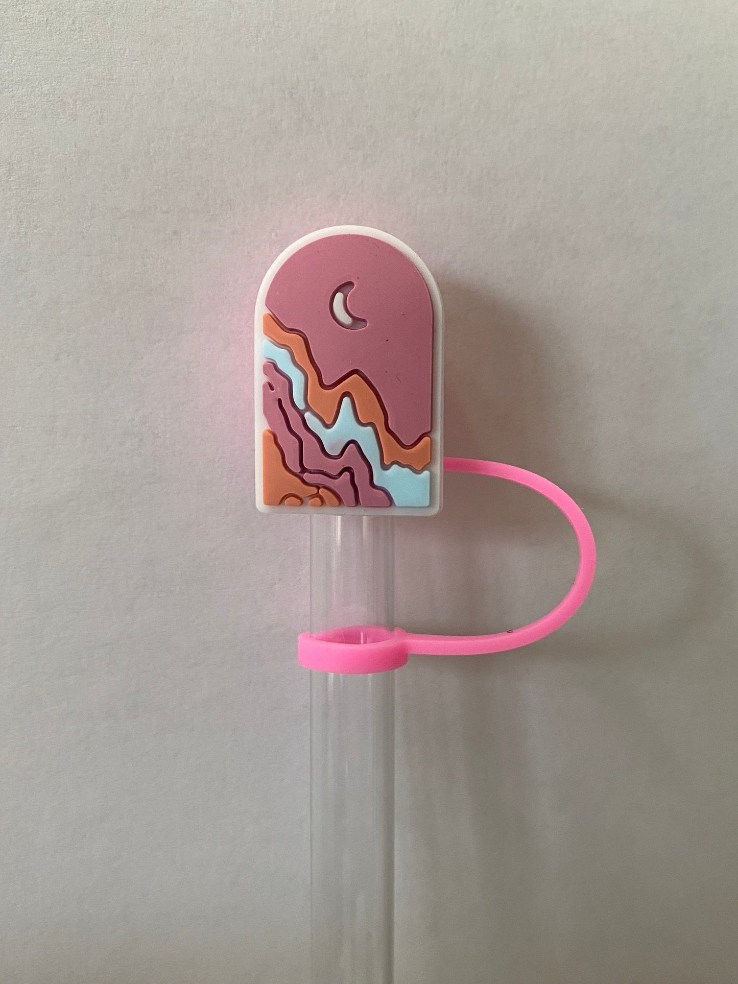 Pink Moon Sunset Straw Topper for 10 mm Straws