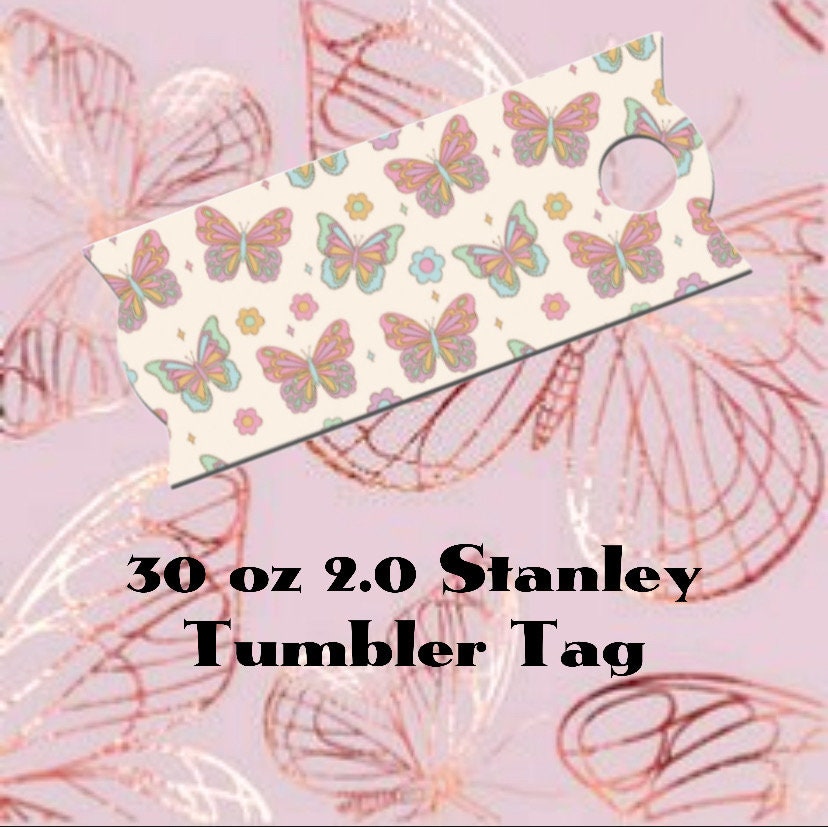 Pastel Butterflies 30 oz 2.0 Acrylic Tumbler Tag
