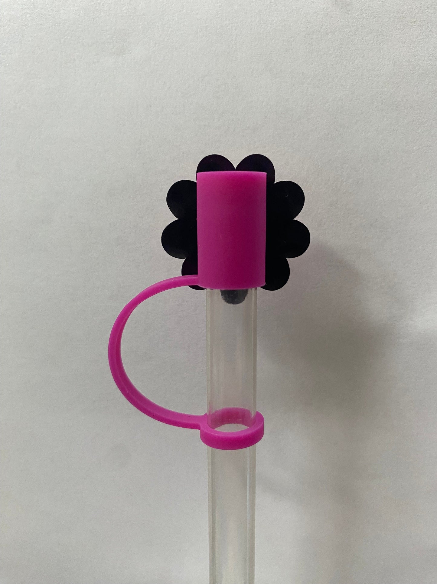 Hot Pink Fuschia Smile Flower Straw Topper for 10 mm Straws