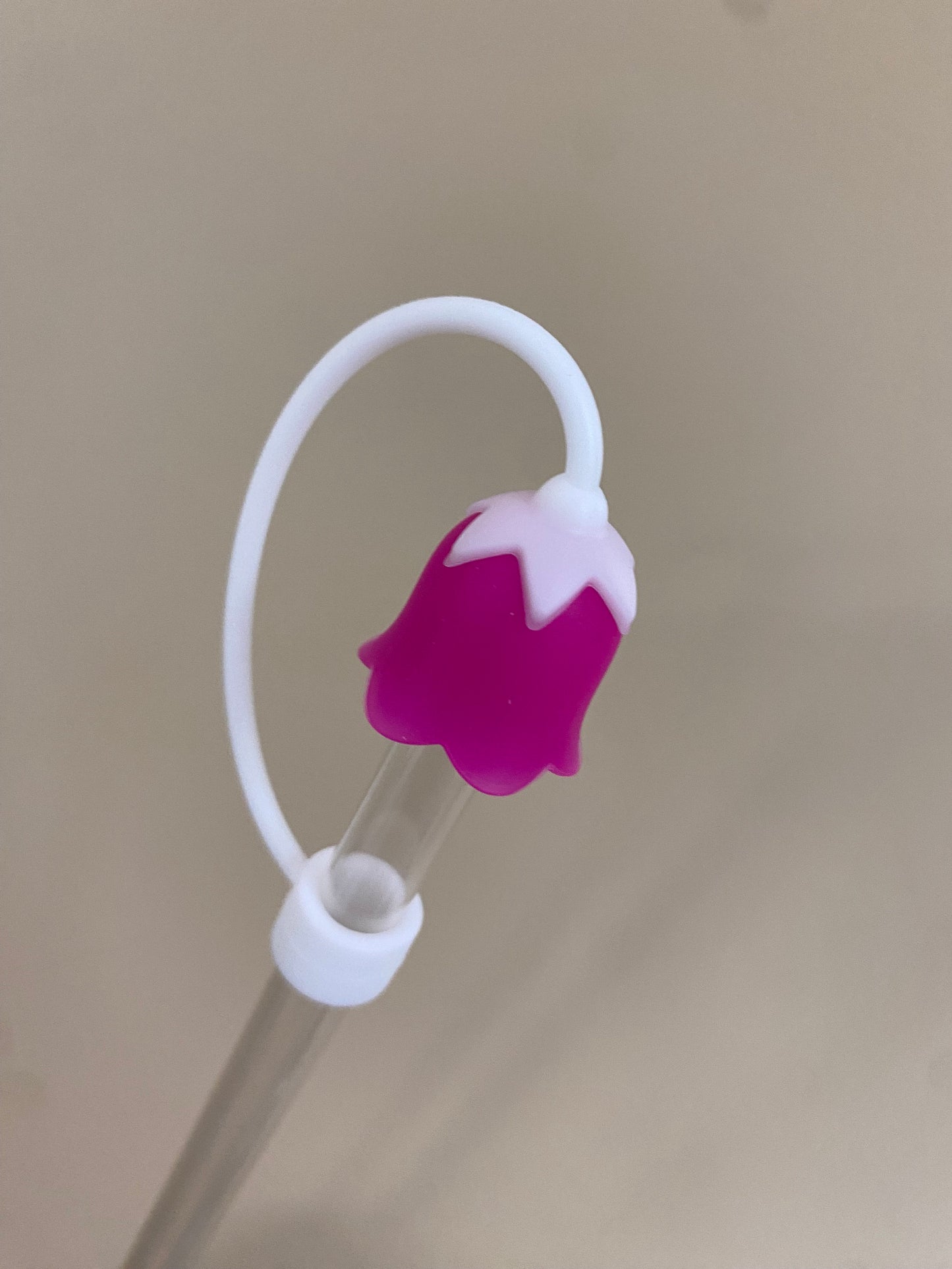 3D Hot Pink Lily of the Valley Straw Topper for 10 mm Straws