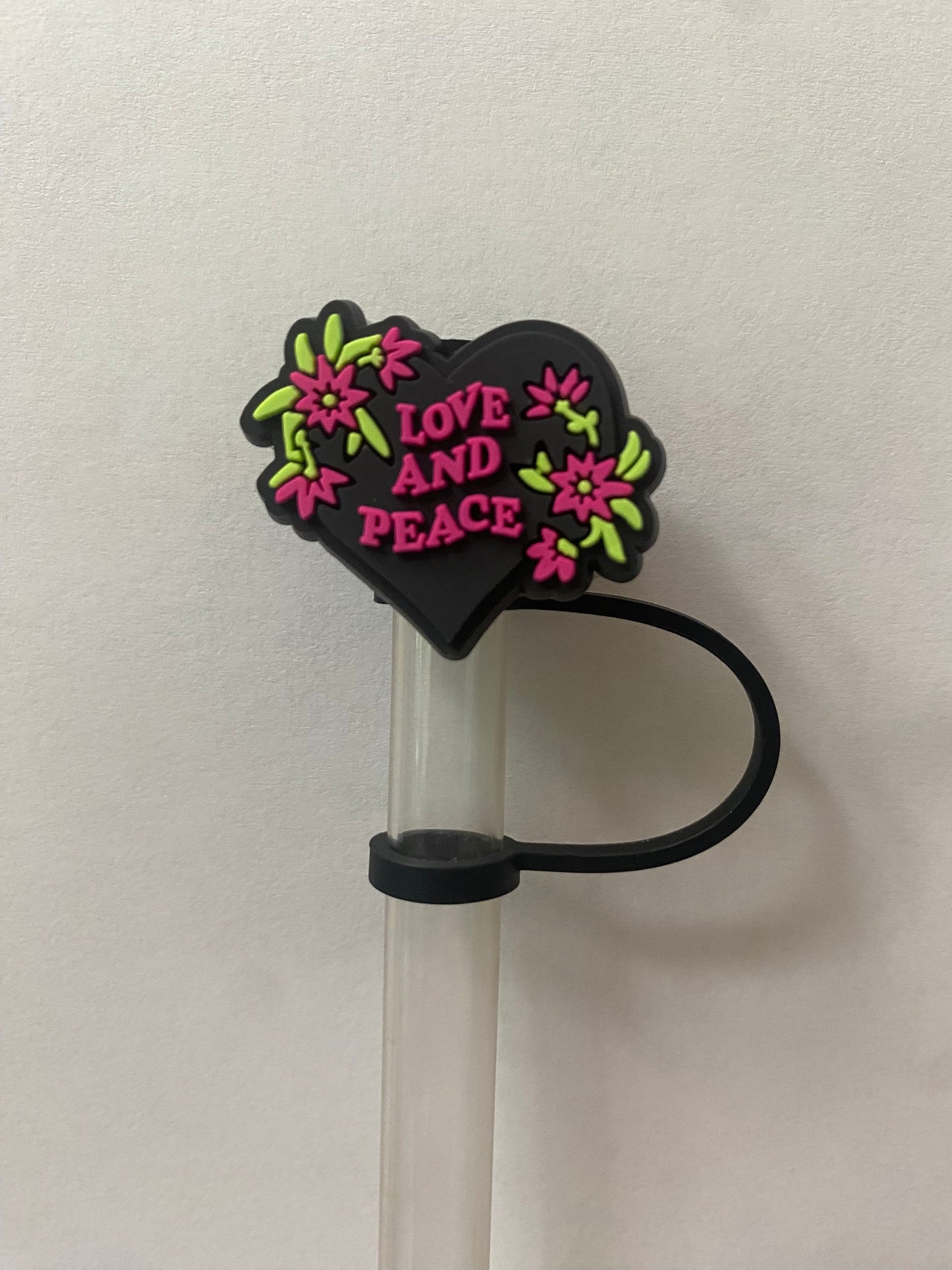 Love and Peace Heart Straw Topper for 10 mm Straws