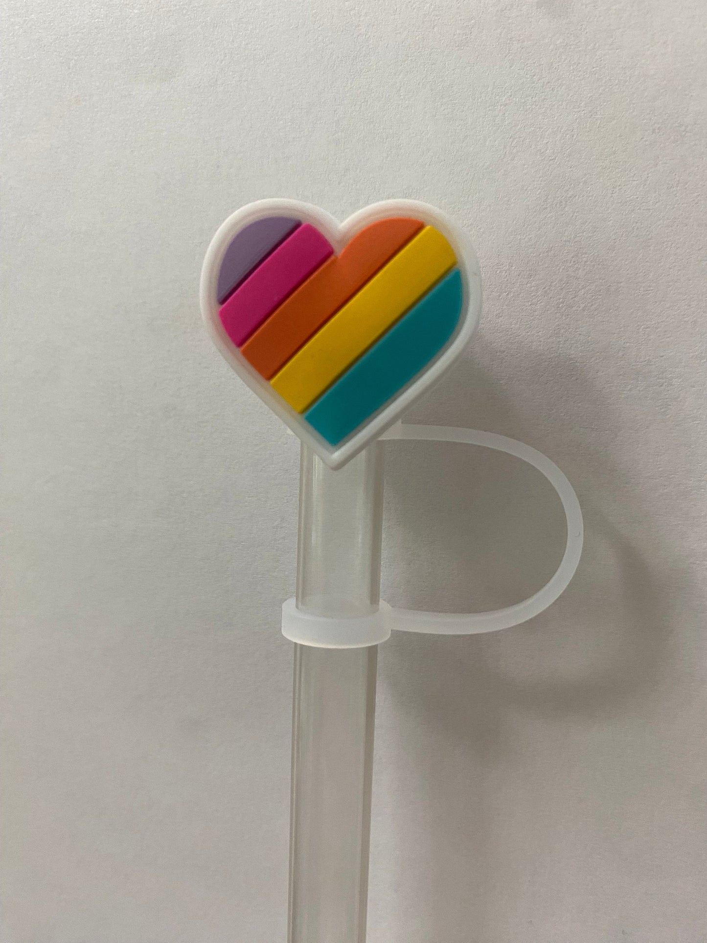 Striped Heart Straw Topper for 10 mm Straws