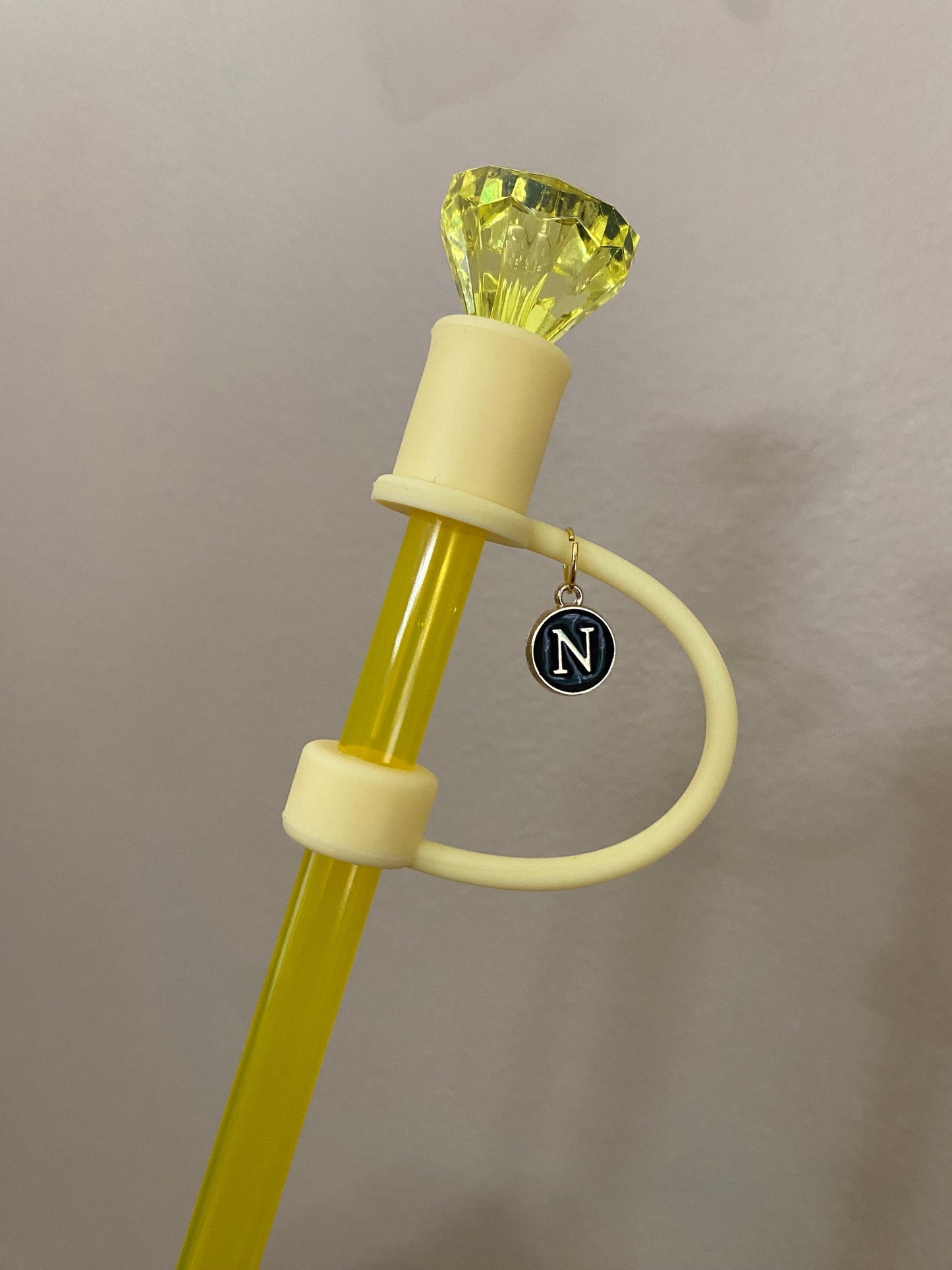 Interchangeable & Personalizable Yellow Diamond Straw Topper for 10 mm Straws