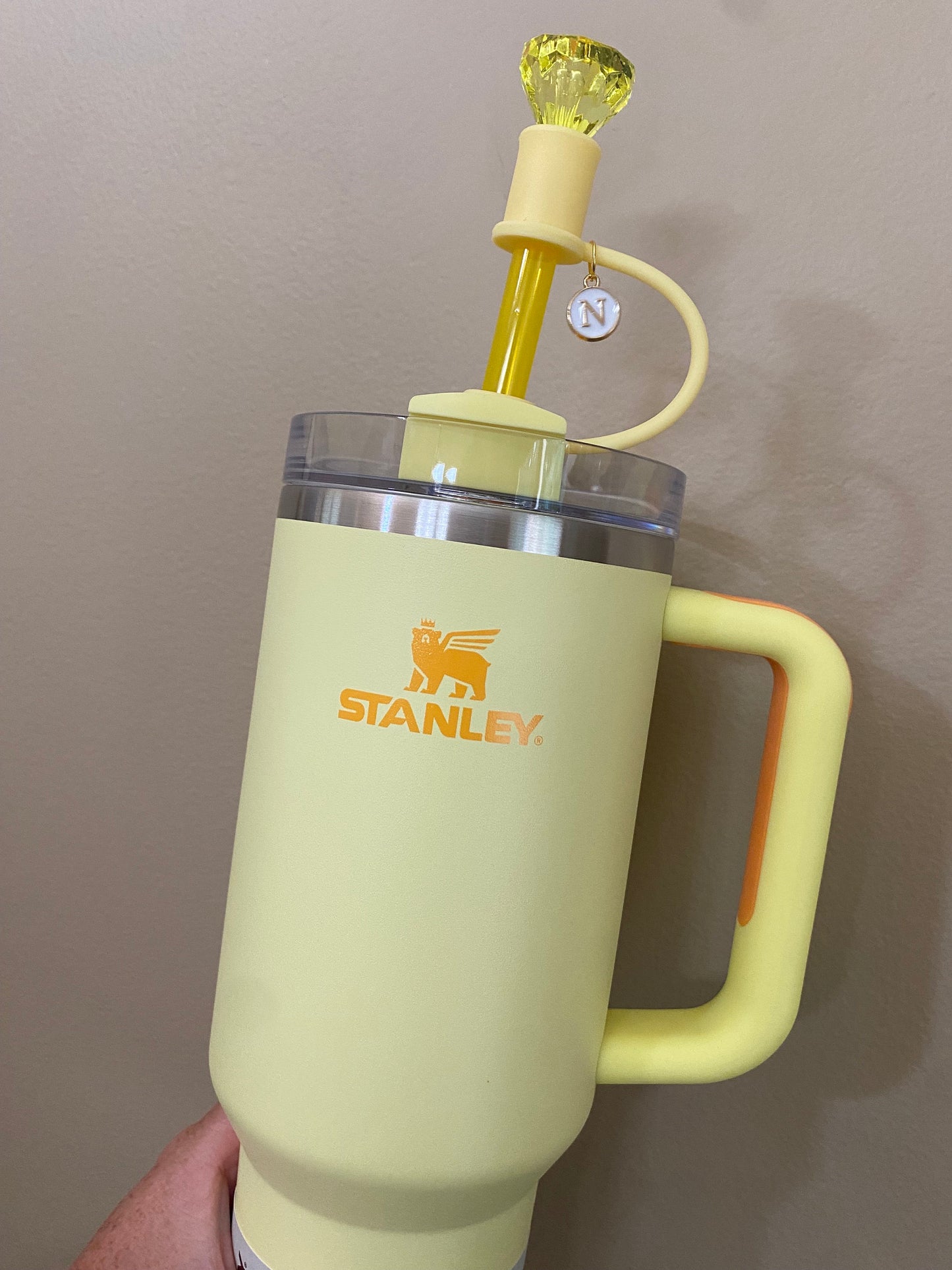 Interchangeable & Personalizable Yellow Diamond Straw Topper for 10 mm Straws