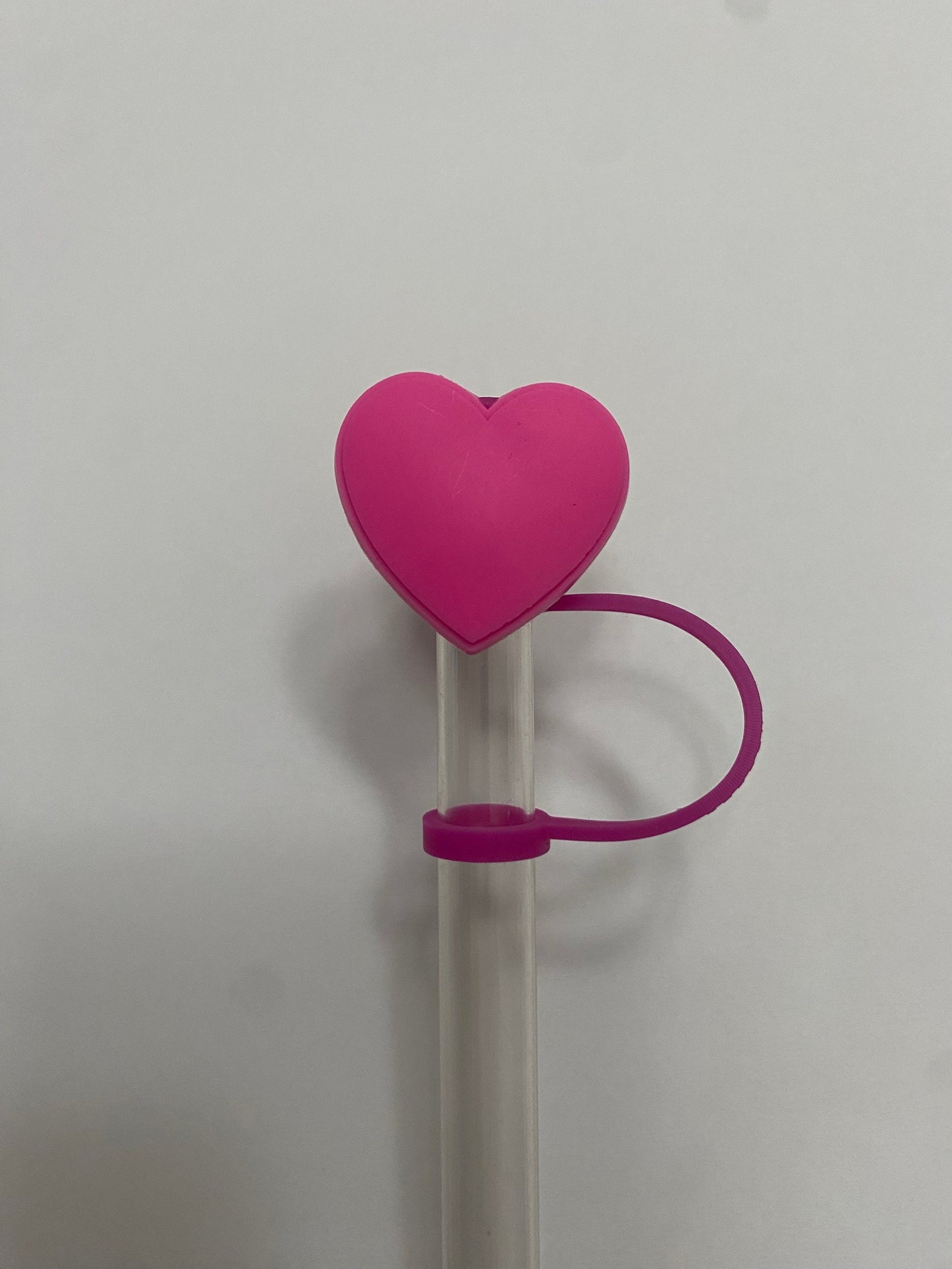 Solid Pink (Pink Cover) Heart Straw Topper for 10 mm Straws