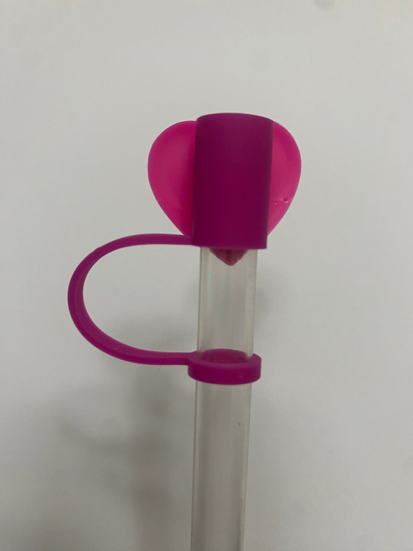 Solid Pink (Pink Cover) Heart Straw Topper for 10 mm Straws