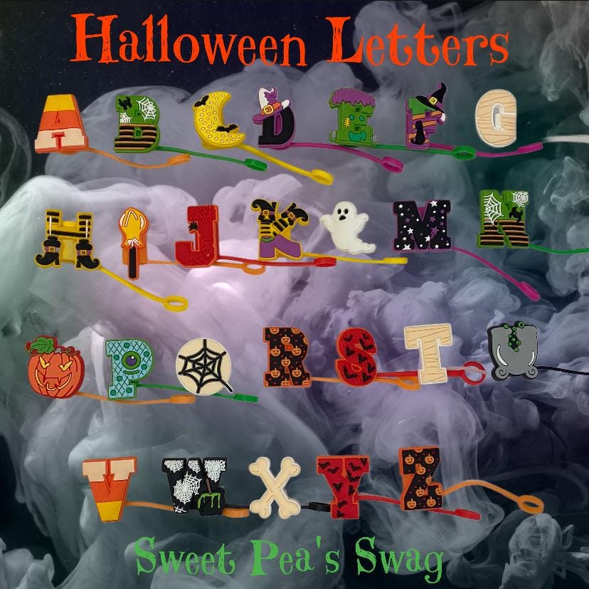 Halloween Letters W - Z Straw Toppers for 10 mm Straws