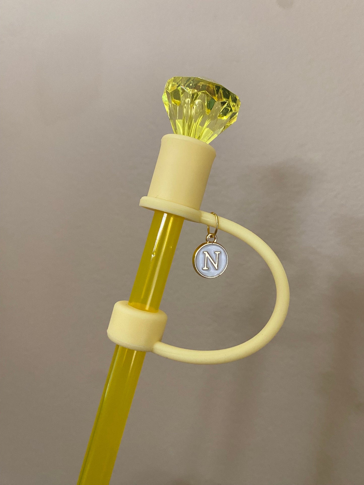 Interchangeable & Personalizable Yellow Diamond Straw Topper for 10 mm Straws