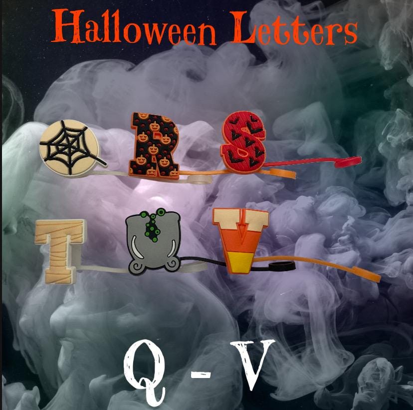 Halloween Letters Q - V Straw Toppers for 10 mm Straws