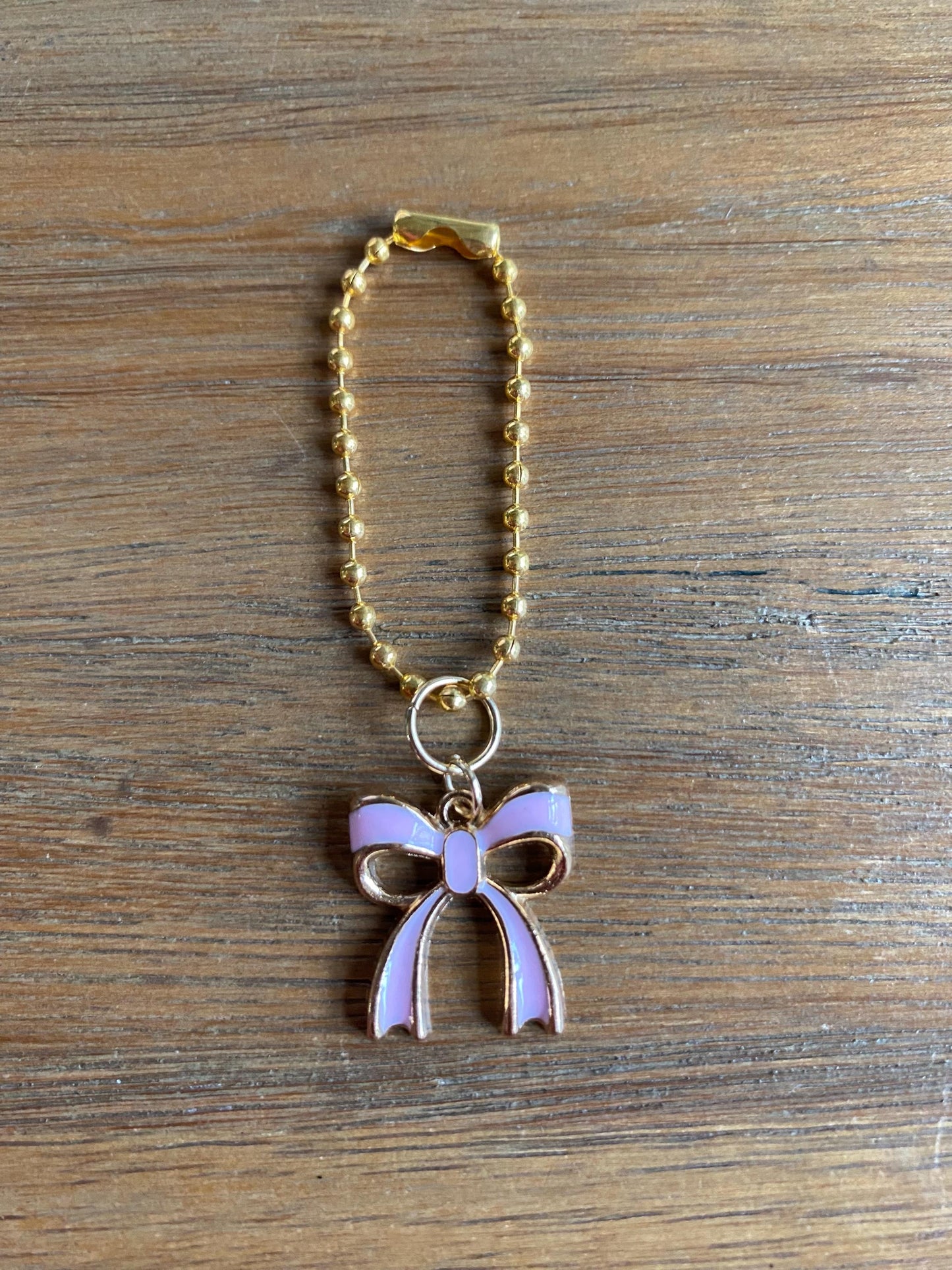 Pink and Gold Bow Handle Charm