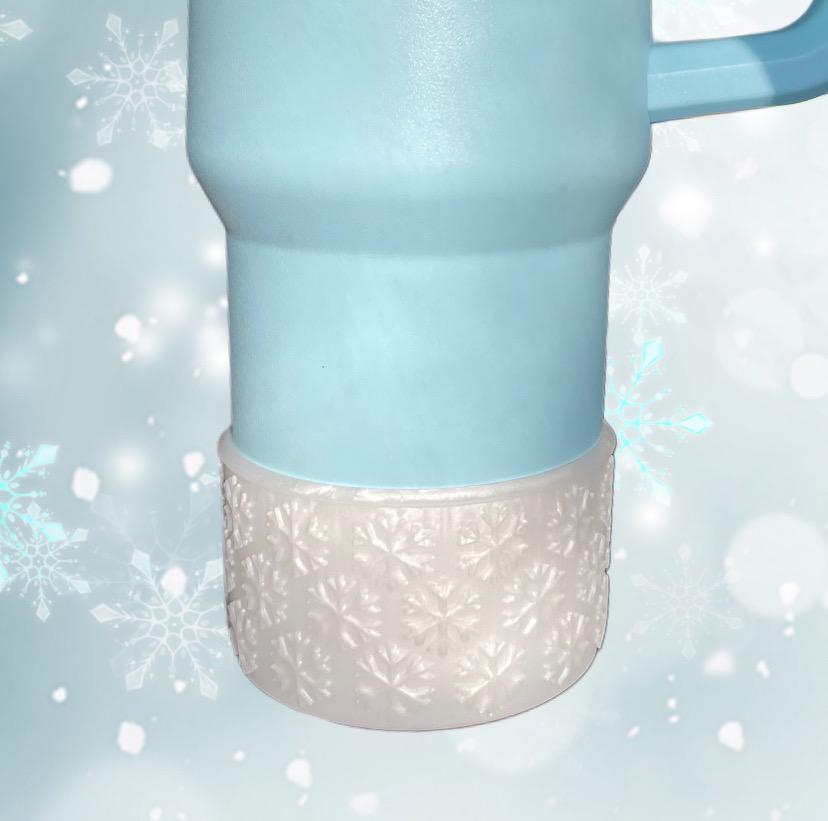 White Pearl Shimmer 3D Snowflake Silicone Boot