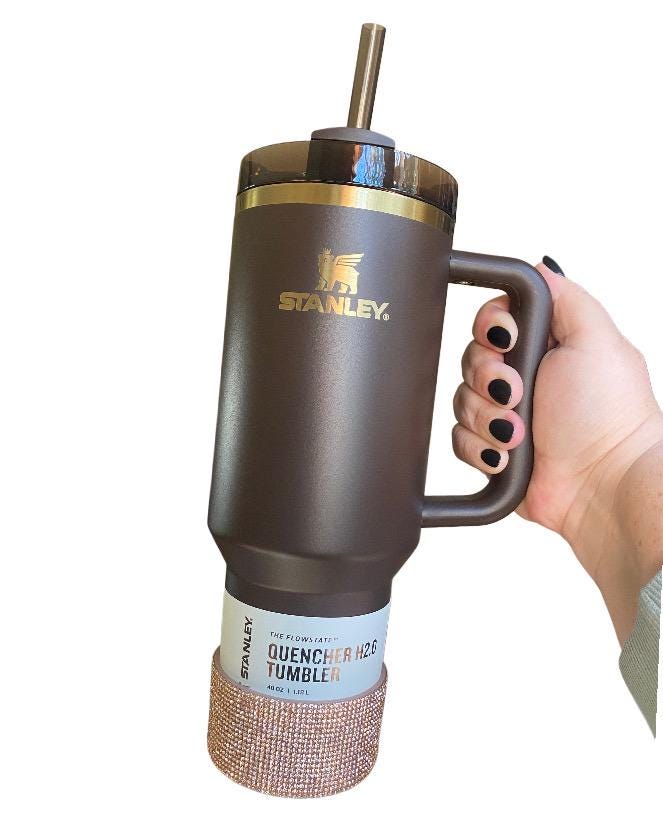 Gold Champagne Diamond Rhinestone Silicone Tumbler Boot