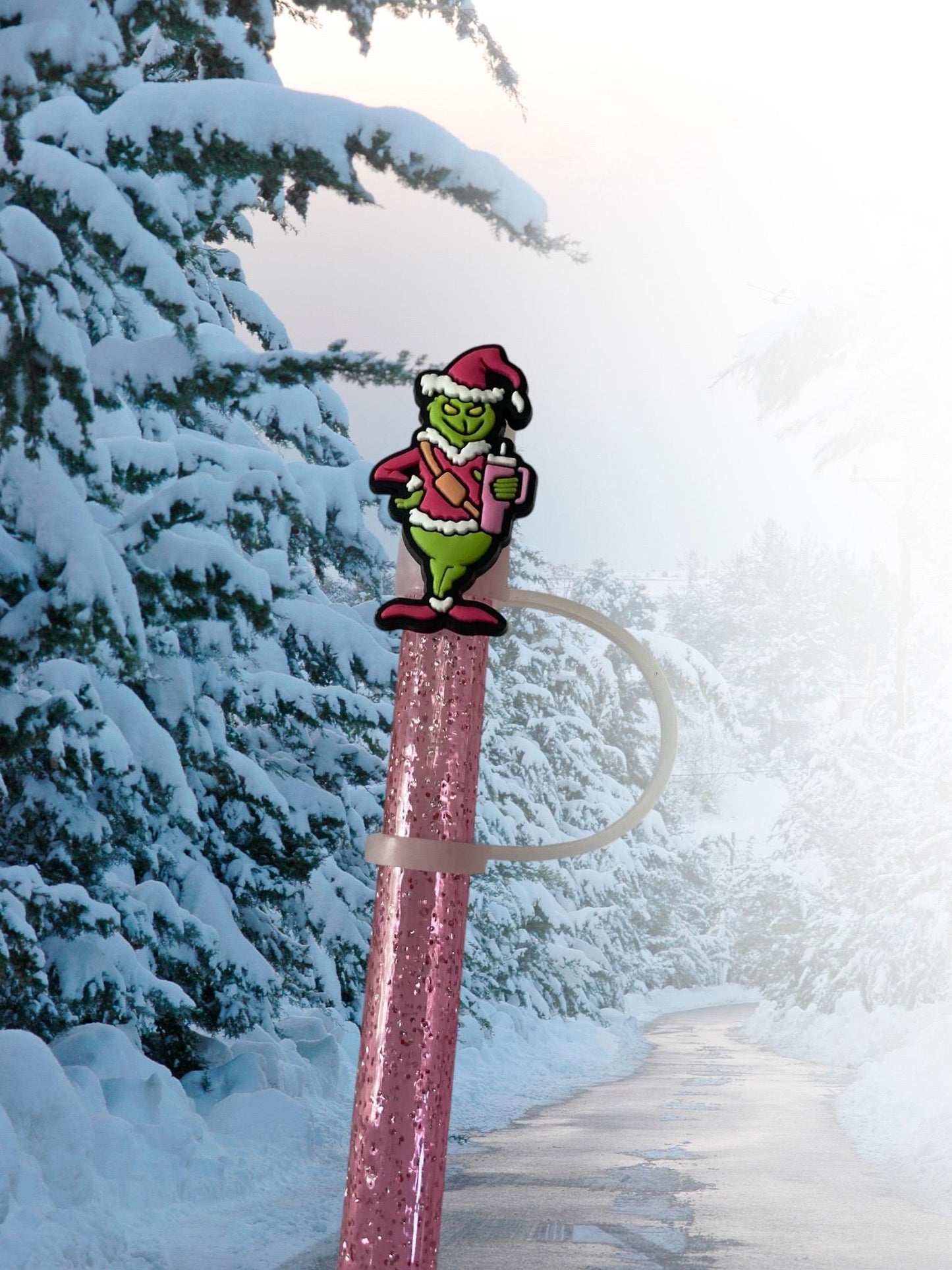 Stylish Green Grump Straw Topper for 10 mm Straws