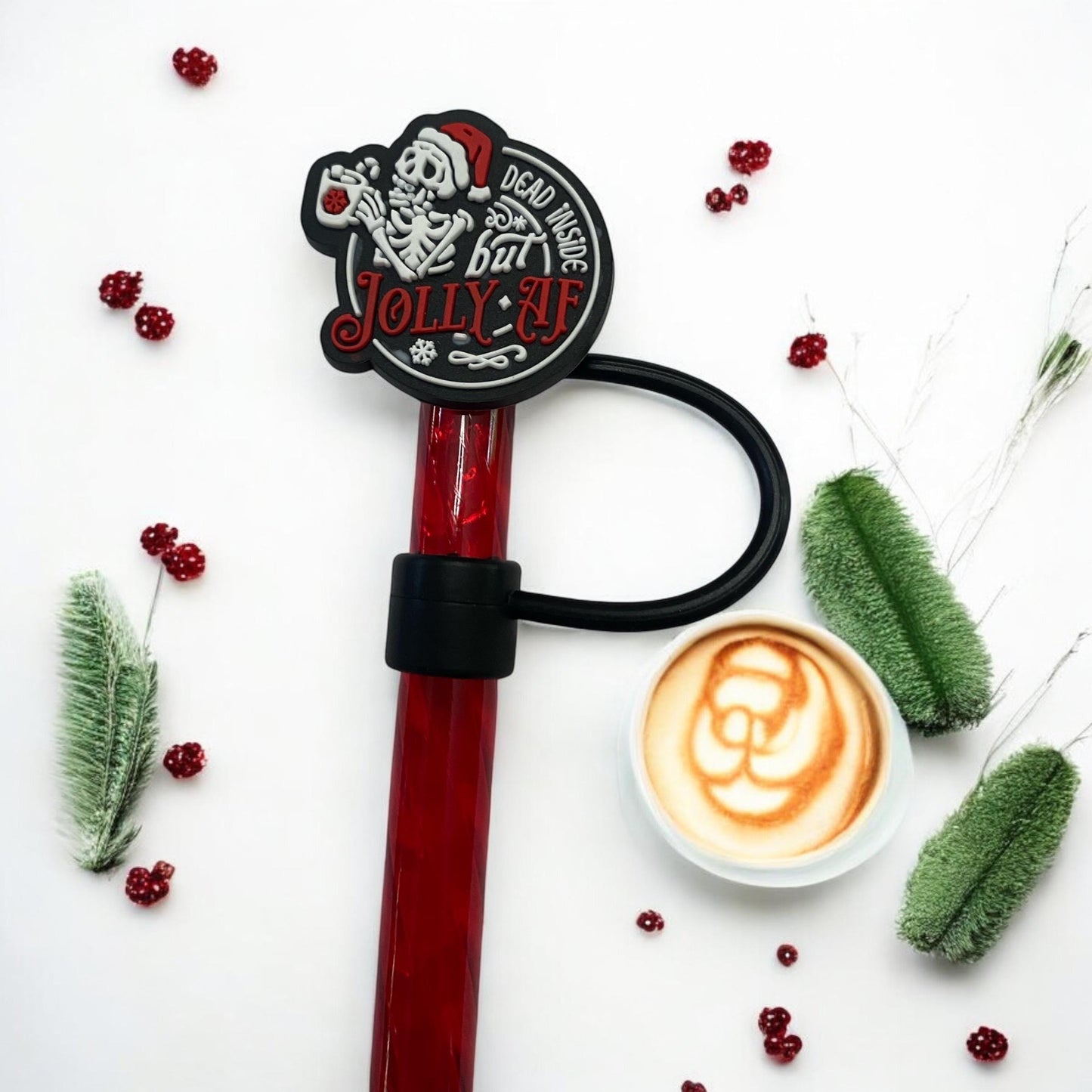 1 Deluxe Dead Inside But Jolly AF Straw Topper for 10 mm Straws