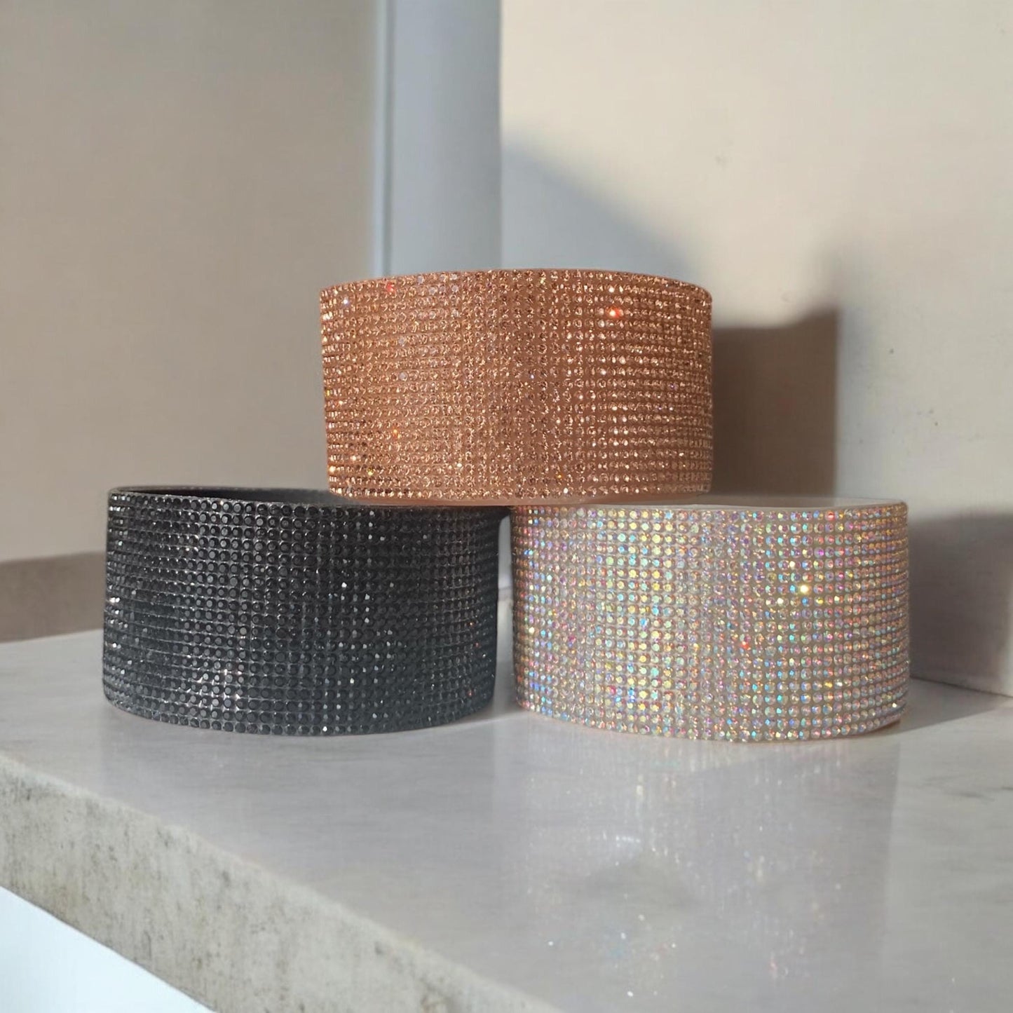 Gold Champagne Diamond Rhinestone Silicone Tumbler Boot