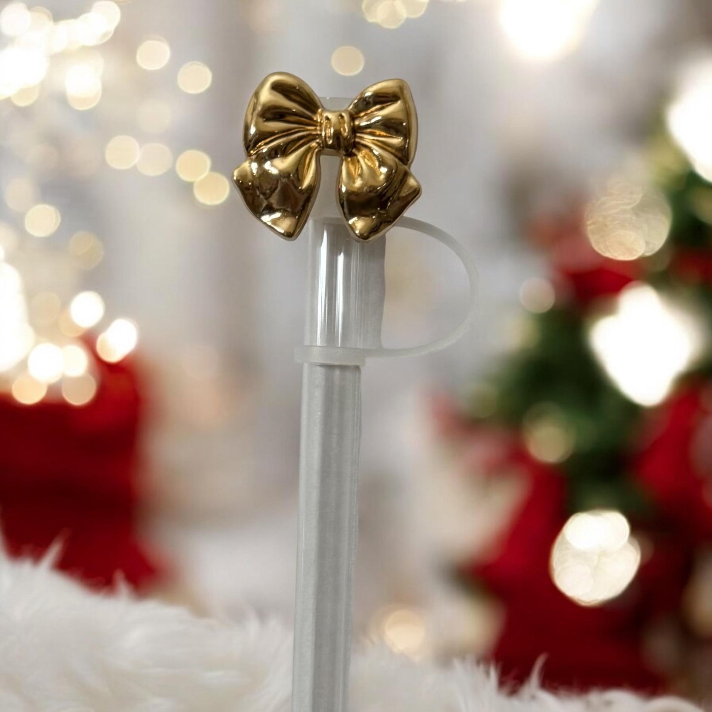 Gold Bow (metal) Straw Topper for 10 mm Straws