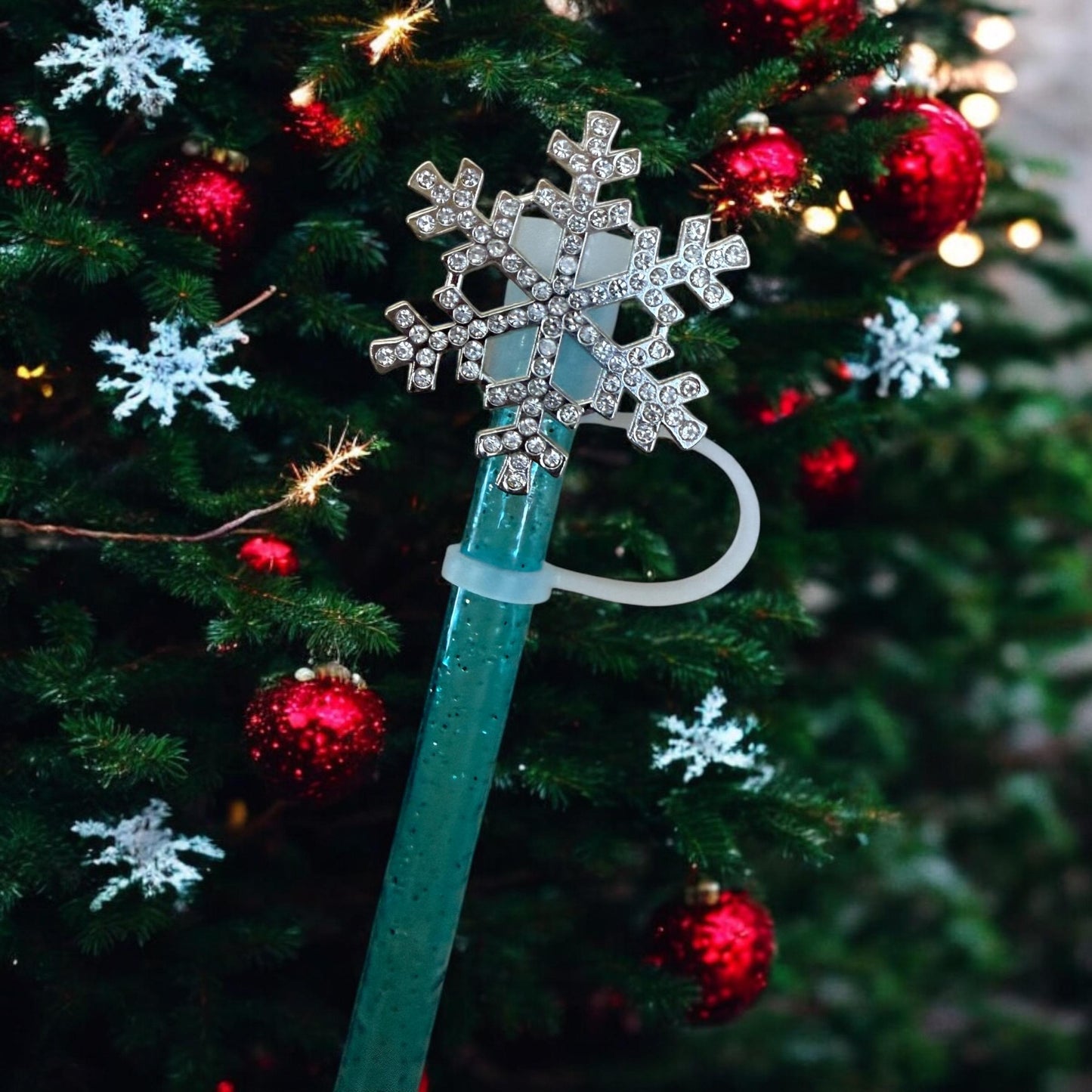 Rhinestone Snowflake (metal) Straw Topper for 10 mm Straws
