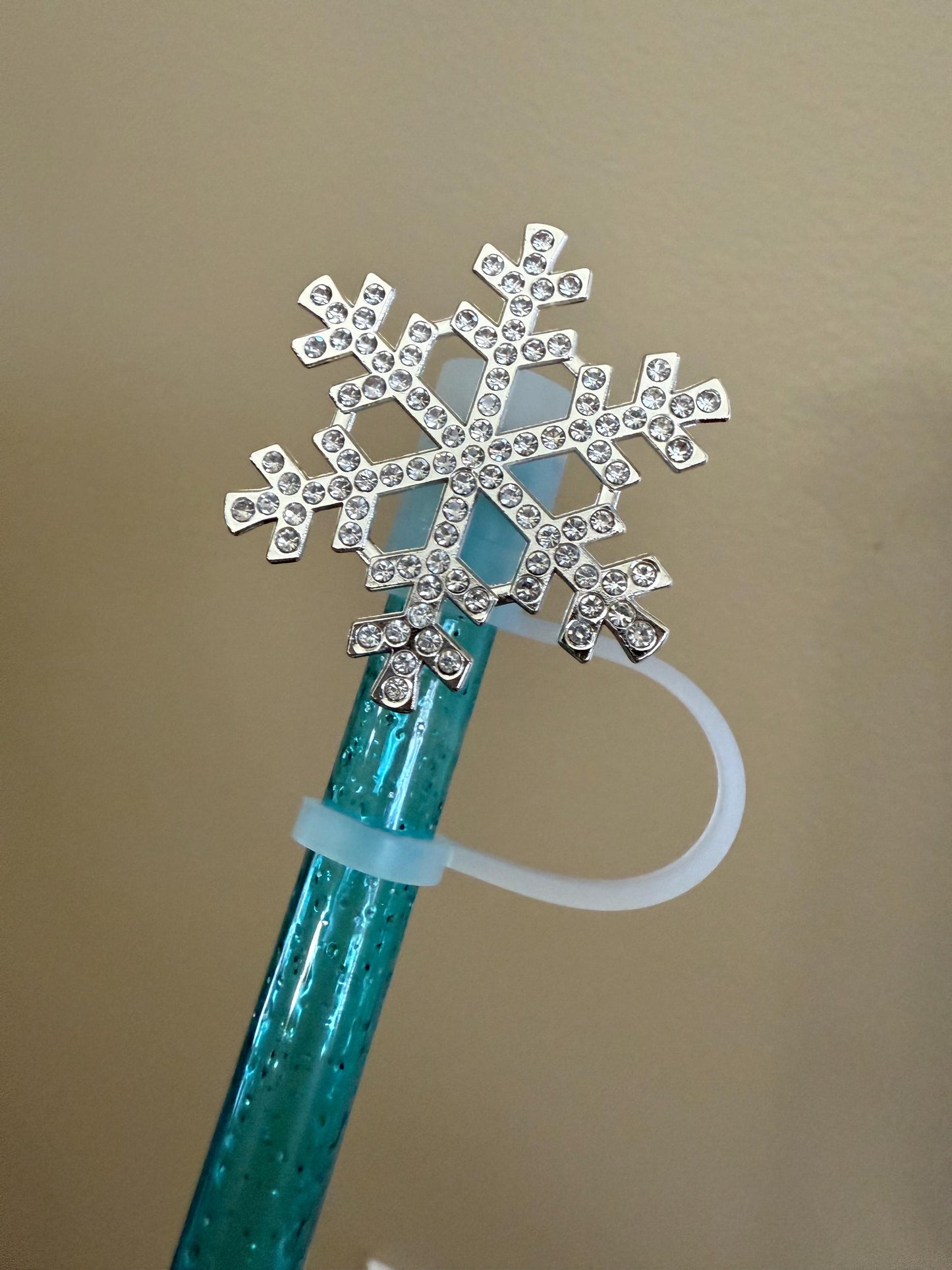 Rhinestone Snowflake (metal) Straw Topper for 10 mm Straws