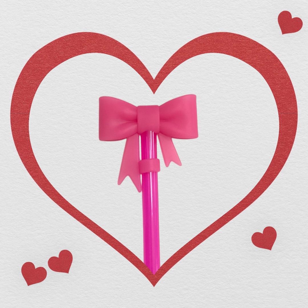 3D Hot Pink Silicone Bow Straw Topper for 10 mm Straws