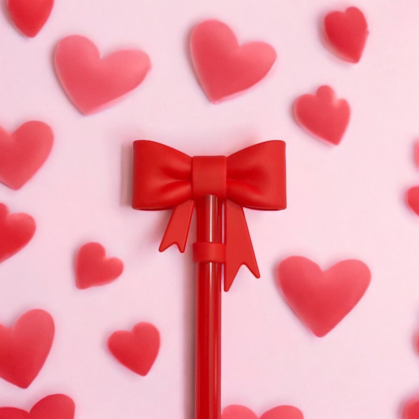 3D Red Silicone Bow Straw Topper for 10 mm Straws