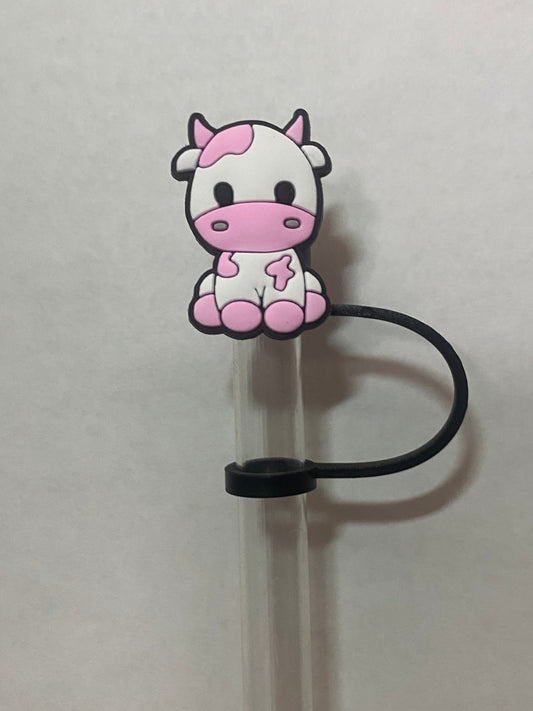 Pink Cow Straw Topper for 10 mm Straws