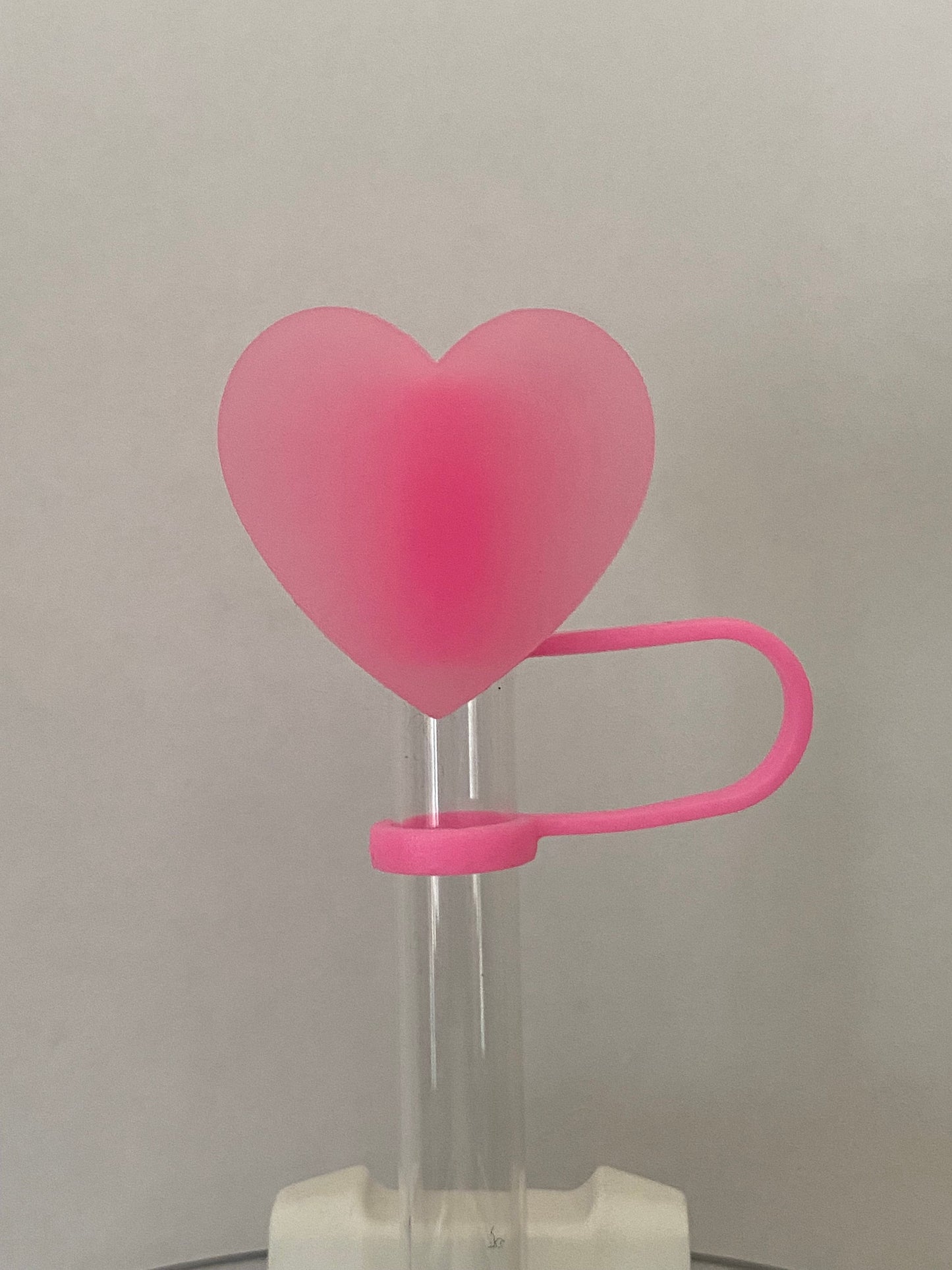 Translucent Pink Heart Straw Topper for 10 mm Straws