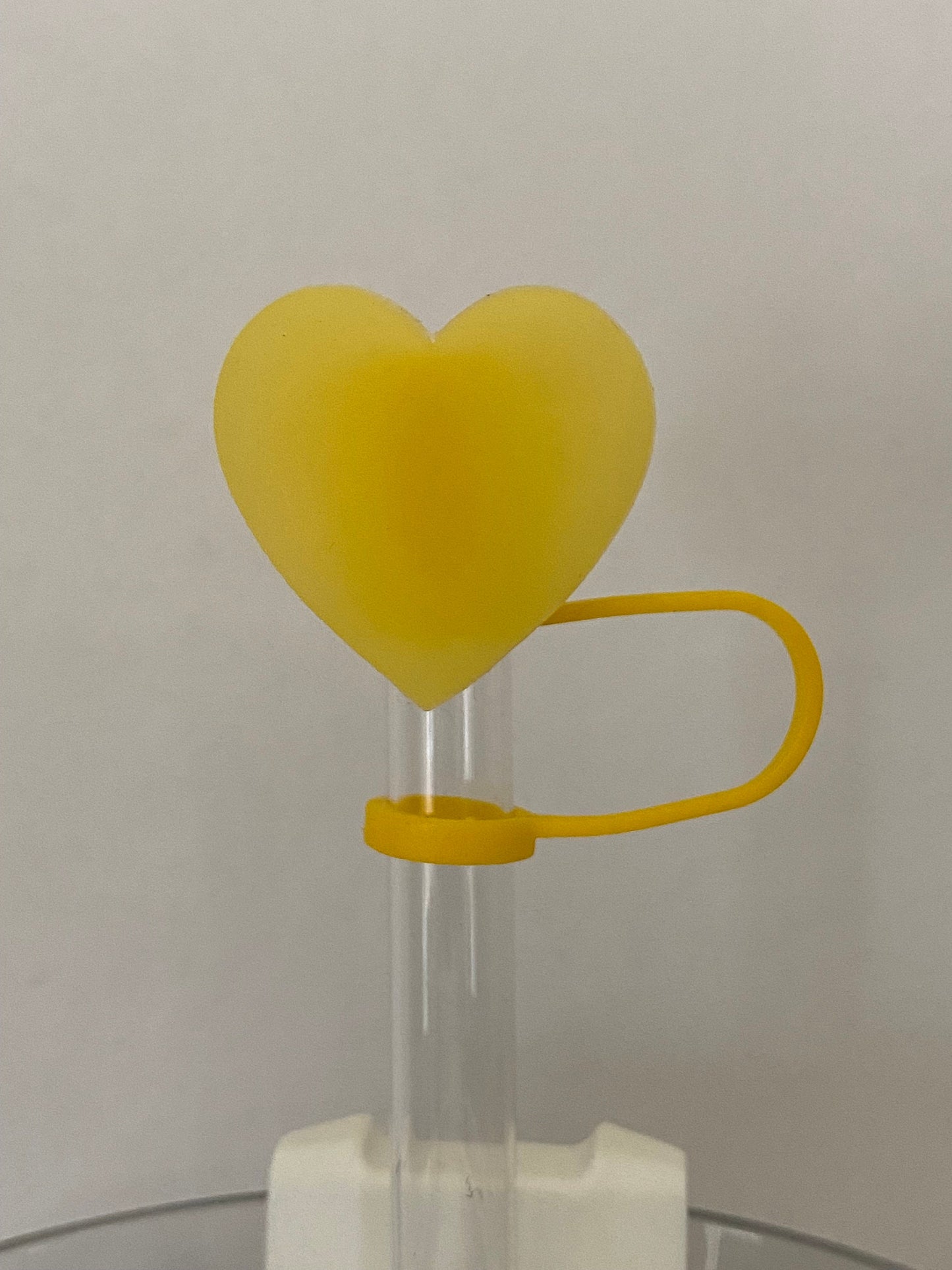 Translucent Yellow Heart Straw Topper for 10 mm Straws