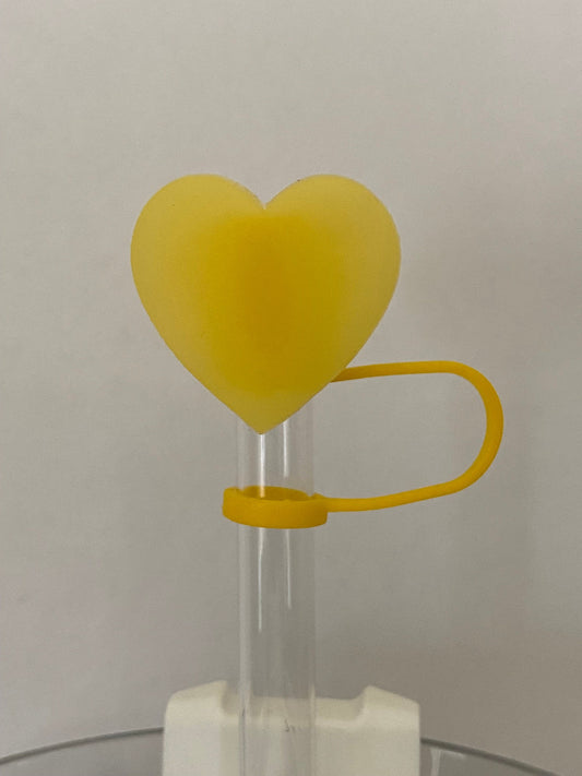 Translucent Yellow Heart Straw Topper for 10 mm Straws