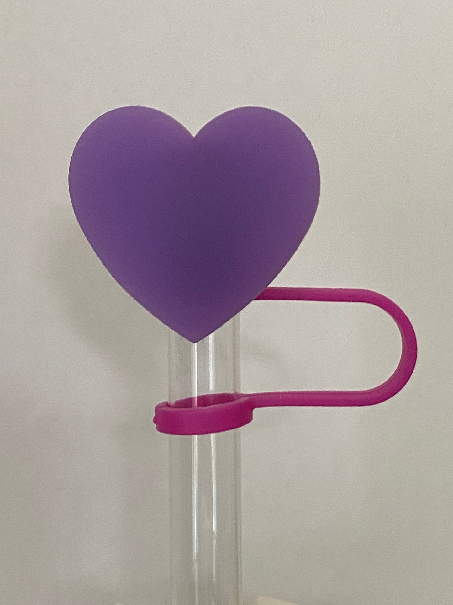 Translucent Purple Heart Straw Topper for 10 mm Straws