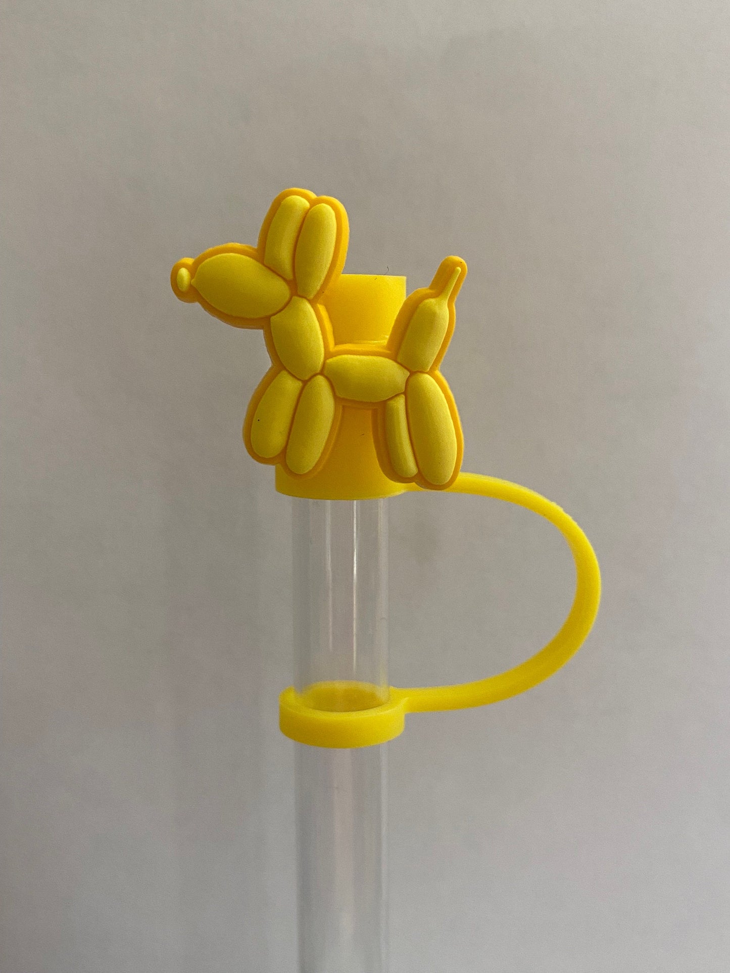 Yellow Balloon Dog Straw Topper for 10 mm Straws