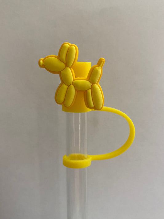 Yellow Balloon Dog Straw Topper for 10 mm Straws