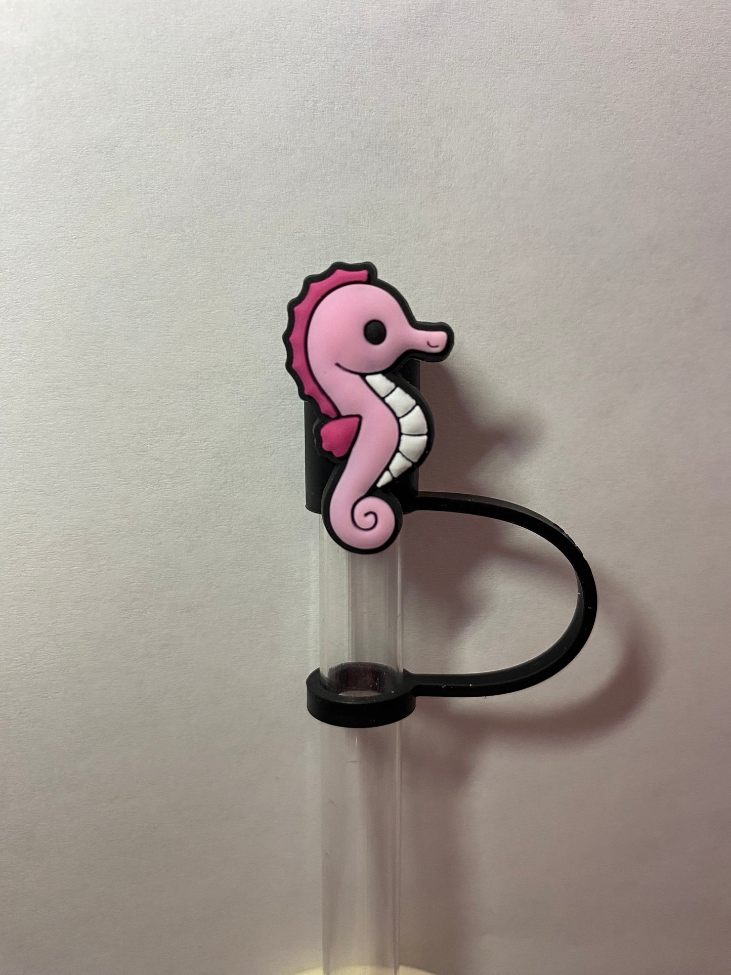 Pink Seahorse Straw Topper for 10 mm Straws