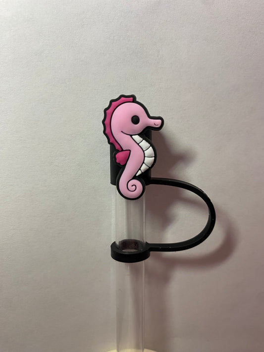 Pink Seahorse Straw Topper for 10 mm Straws
