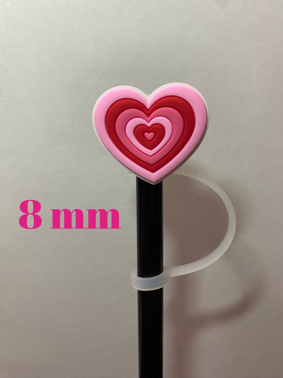 Pink and Red Heart Straw Topper for 8 mm Straws