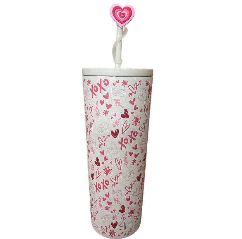 Pink and Red Heart Straw Topper for 8 mm Straws