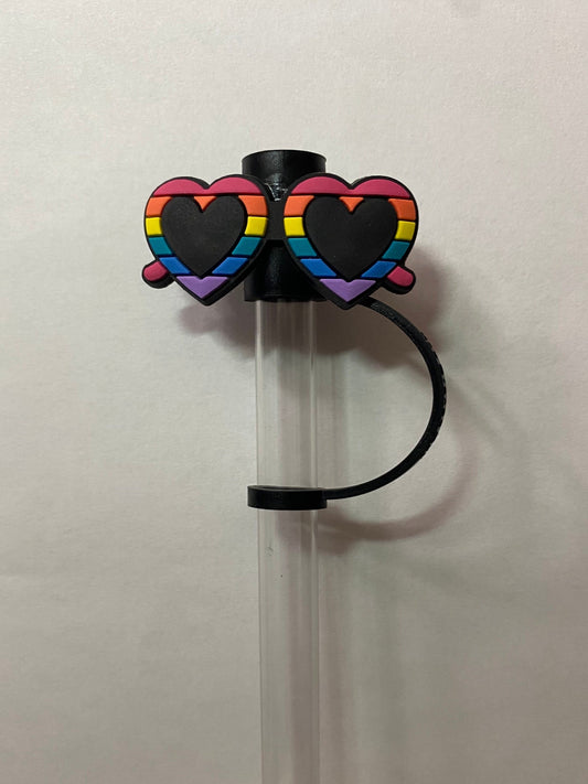 Rainbow Heart Sunnies Straw Topper for 10 mm Straws