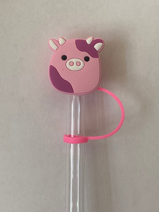 Pink Cow Squish Topper for 10 mm Straws