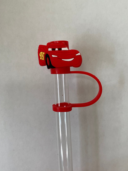 Red Lightning Car Straw Topper for 10 mm Straws