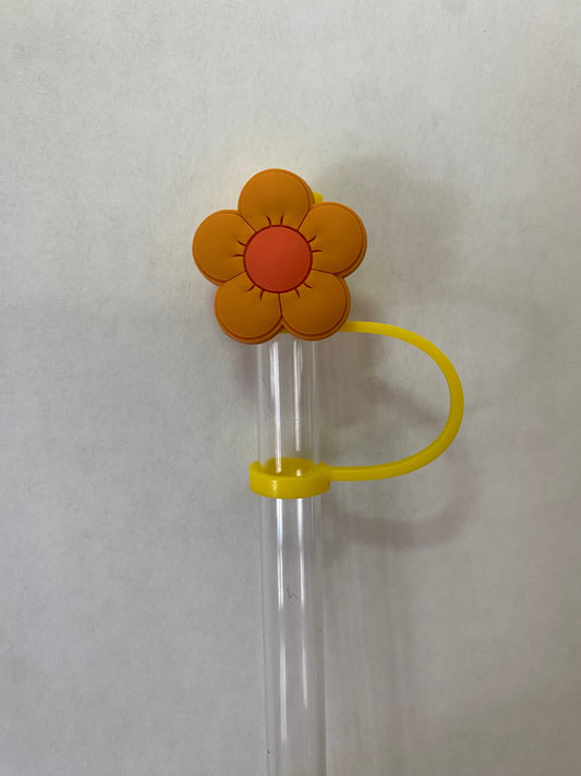 Burnt Orange Flower Straw Topper for 10 mm Straws