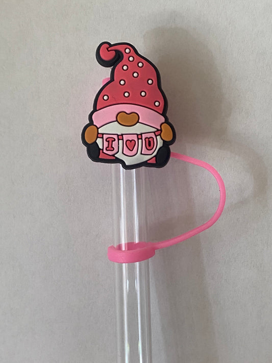I Heart You Valentine’s Gnome Straw Topper for 10 mm Straws