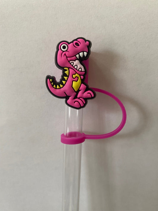 Pink Dino Straw Topper for 10 mm Straws