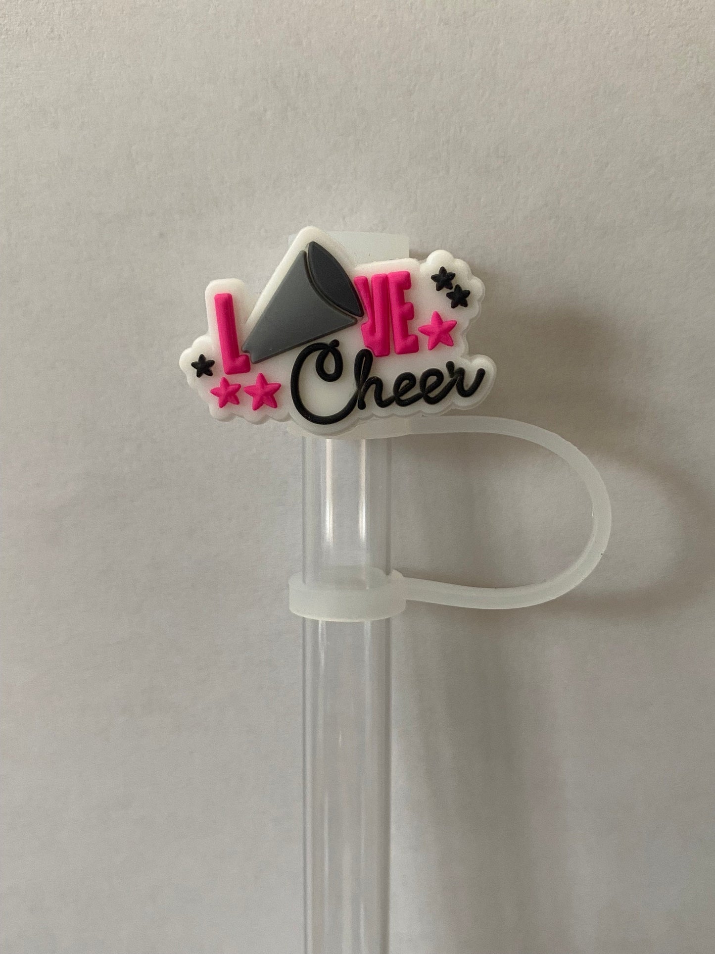 Pink Stars Cheer Straw Topper for 10 mm Straws