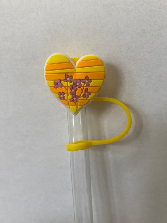 Yellow Lilac Heart Straw Topper for 10 mm Straws