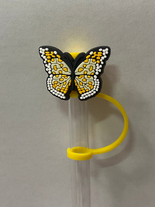 Yellow Leopard Butterfly Straw Topper for 10 mm Straws