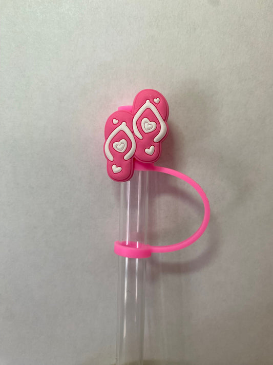 Hot Pink Flip Flops Straw Topper for 10 mm Straws